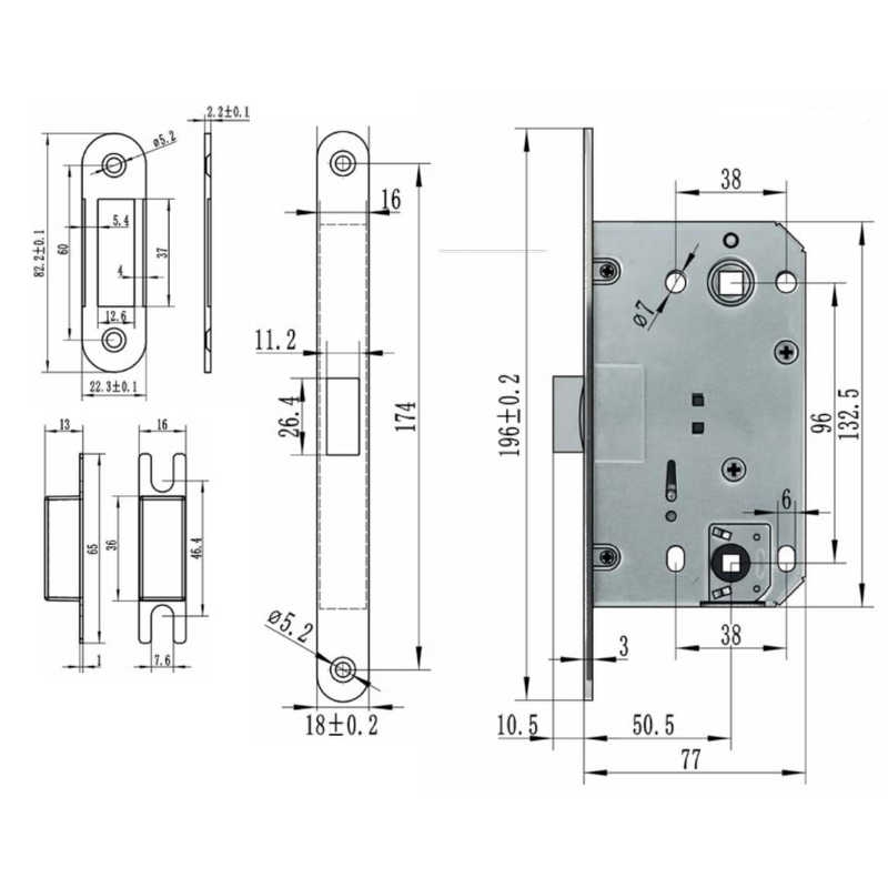 WC Mortise Lock Body Supplier - BBDHOME WC Bathroom Door Middle 9650