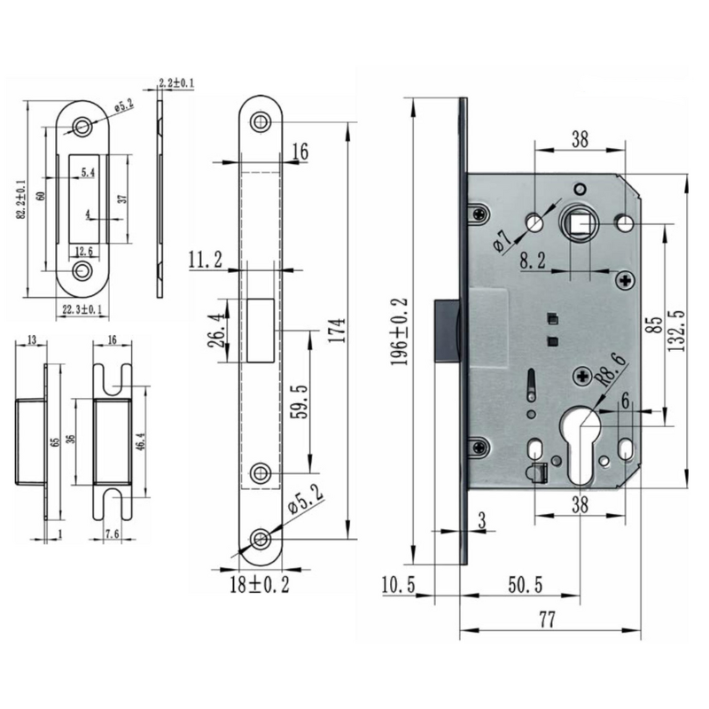PVC Mortise Lock Body Factory - BBDHOME High Safety Room Door Middle 8550