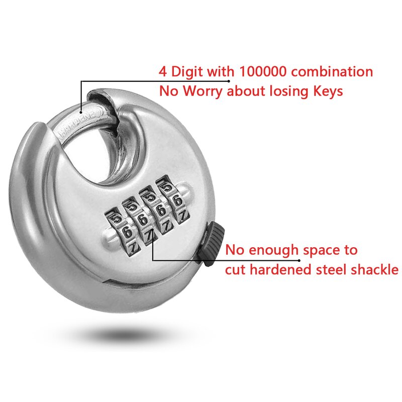 American Disc Padlock Manufacturer - 4-Digit Combination Anti-Cutting 304 Diskus