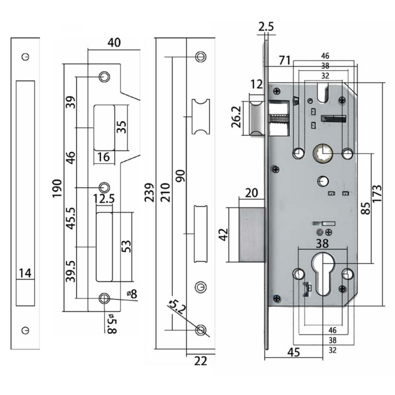 Mortise Lock Body Supplier - BBDHOME High Security 201 Stainless Steel
