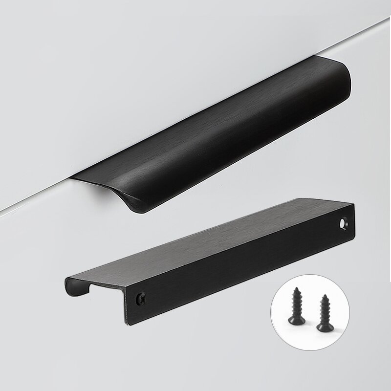 Hidden Cabinet Handles Factory - Black Aluminum Alloy Long Furniture Hardware
