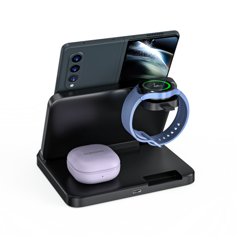 Wireless Charger Factory - OEM 2024 New 3-in-1 Induction 15w Dual Coil Foldable for Phones