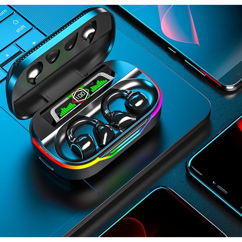 Earphone Factory - OEM 2024 New DX-15 Ear-clip TWS RGB Light Gaming with Power Bank