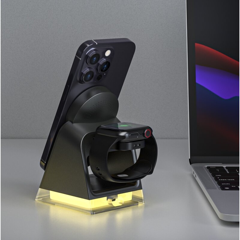 Portable Wireless Charger Manufacturer - OEM 2024 Hot 3-in-1 15W PD Fast Crystal Night Light