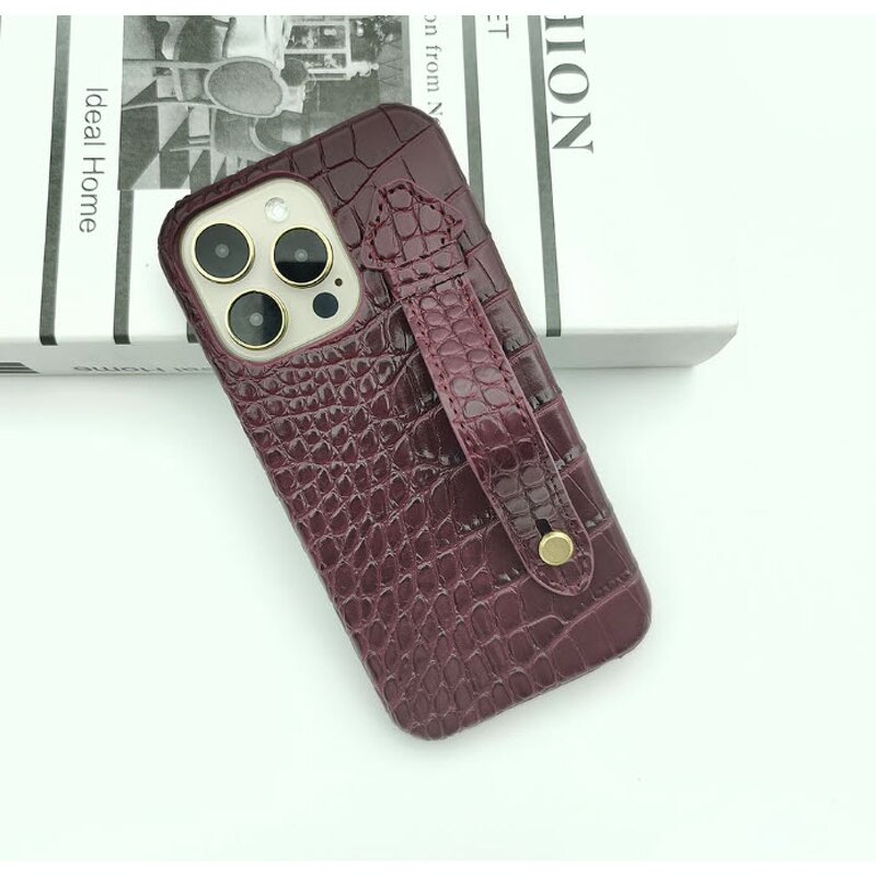 Phone Cover Manufacturer - OEM Luxury Leather with Hand Strap for iPhone