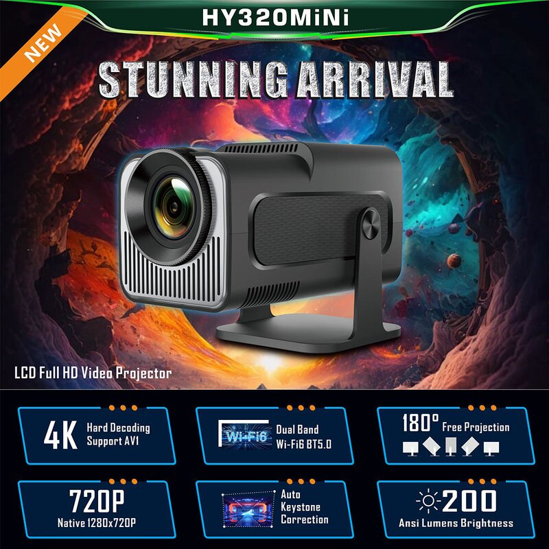 Mini Android Projector Supplier - OEM HY320 Smart 1080p Portable Home Theater Video