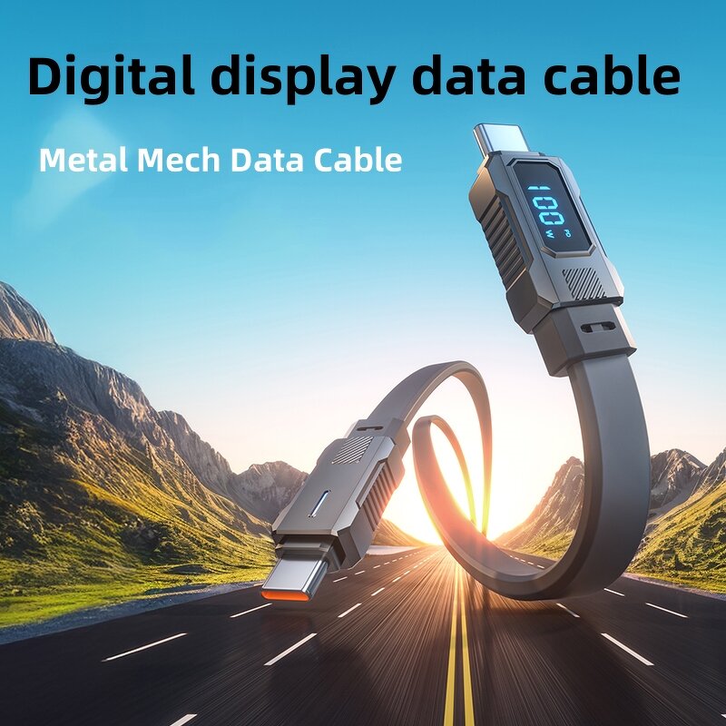 LED Digital Display Cable Factory - OEM 66W 27W Zinc Alloy Metal Mecha Style USB Type-C