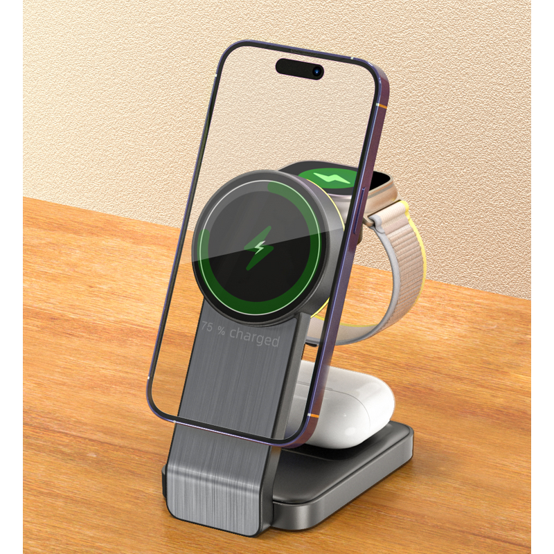 Wireless Charging Station Manufacturer - OEM 2024 New Desktop 3-in-1 Foldable Magnetic 15 Watt