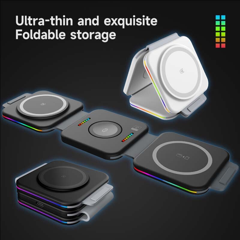 Magnetic Wireless Charging Stand Manufacturer - OEM Mini Slim 3-in-1 Foldable 15W Quick for Smartphones