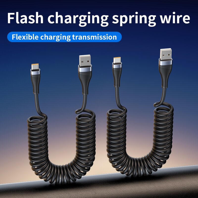 Car Data Cable Manufacturer - OEM Carplay Spring Retractable 5A Fast for Android Type-C