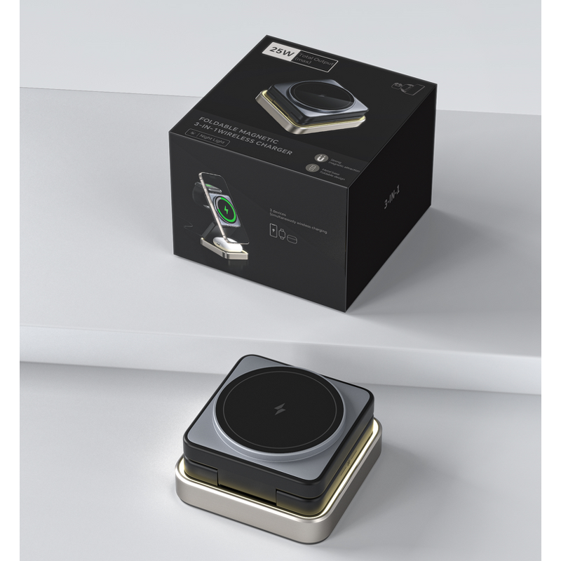 Foldable Wireless Charger Factory - OEM 2024 New 15W 3-in-1 Phone Stand Fast PD QC3.0 Aluminum