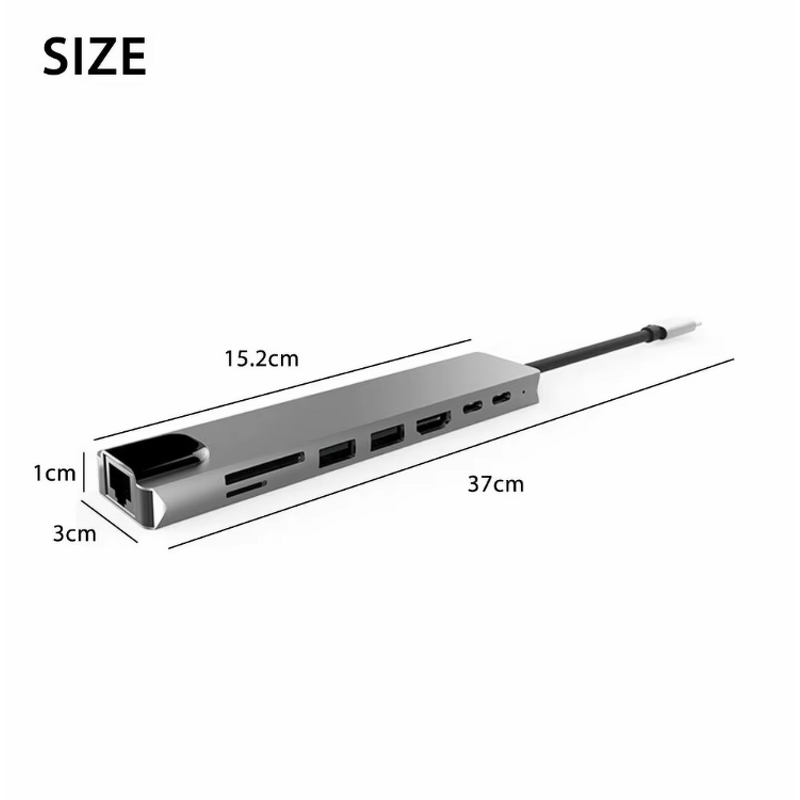 Multi Function USB Hub Supplier - OEM 8 in 1 for MacBook Pro and Type C Windows Laptops