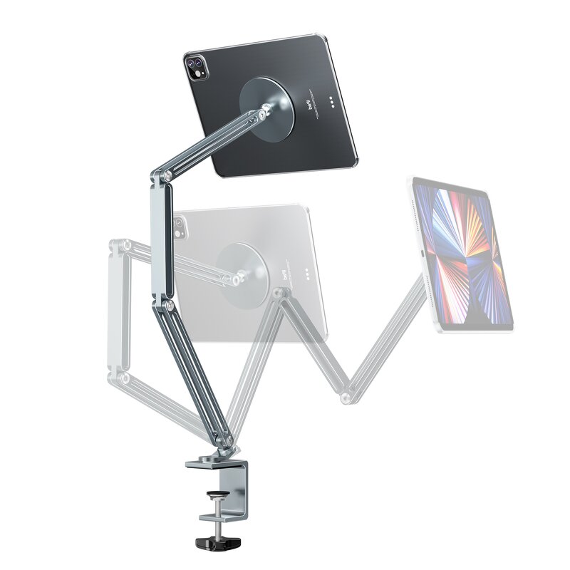 Cantilever Tablet Stand Factory - OEM 2024 Portable 3 Section 360 Degree Rotating Aluminum Lazy Desktop