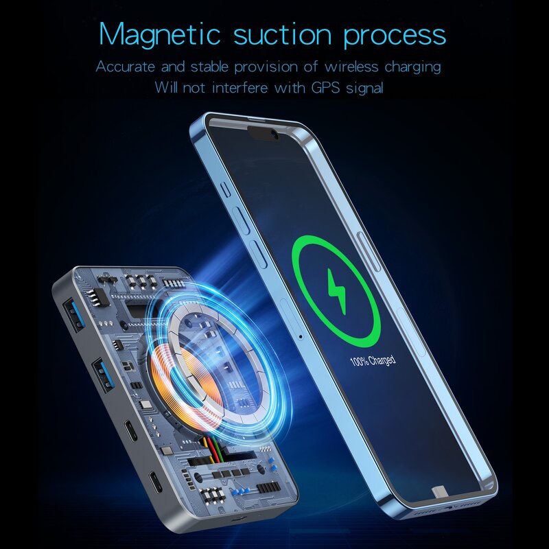 Type-C Hub Factory - OEM 10 in 1 Dock Station with 15W Wireless Charger USB3.0 PD Adapter