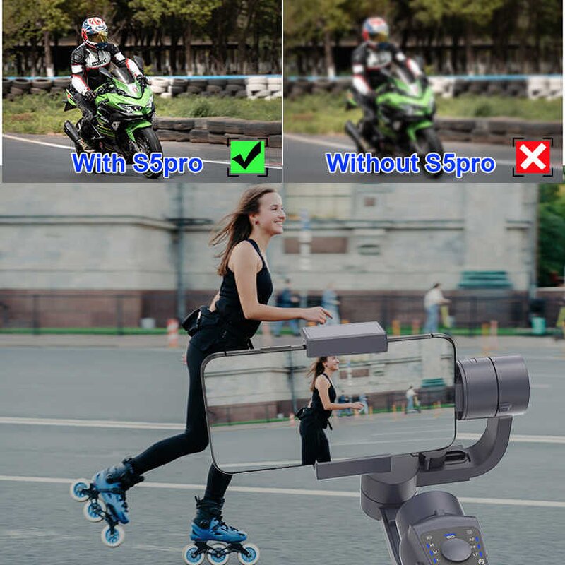 AI Tracking Gimbal Manufacturer - OEM S5Bpro 360 Auto Face Tracking with Ultra Wide Lens Angle LED