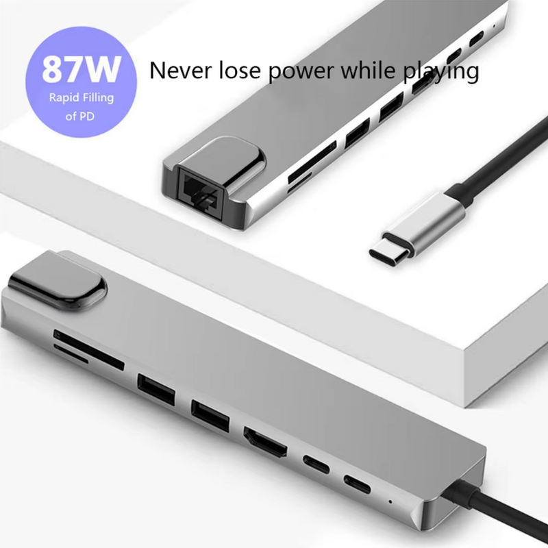 Multi Function USB Hub Supplier - OEM 8 in 1 for MacBook Pro and Type C Windows Laptops