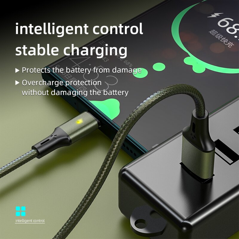 Data Cable Supplier - OEM Single Head Nylon Braided 3A Fast Charging Type-C Colorful Light