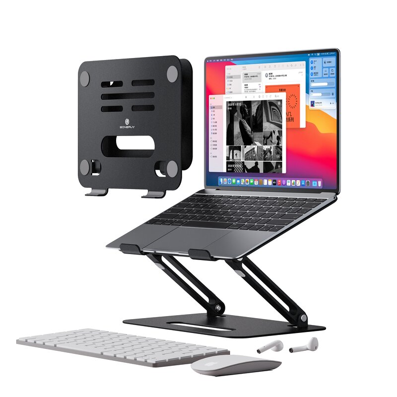 Aluminum Laptop Stand Factory - OEM Best Selling Double Layer Portable Ergonomic Customizable Logo