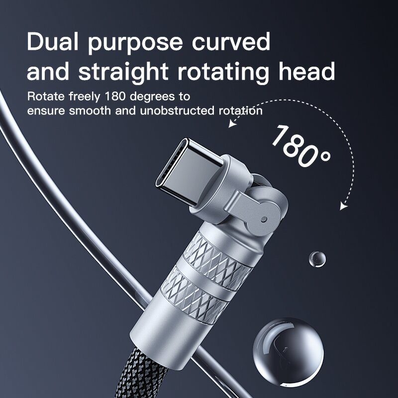 Super Fast Charging Cable Manufacturer - OEM 60W 180 Degree Rotating Nylon Zinc Alloy Type-C