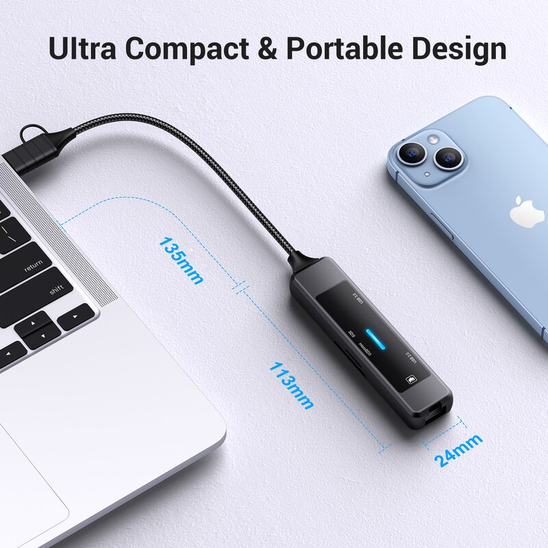 USB C Hub Supplier - OEM 5 in 1 Docking Station With RJ45 100M USB-C 3.0 2.0 SD TF Port