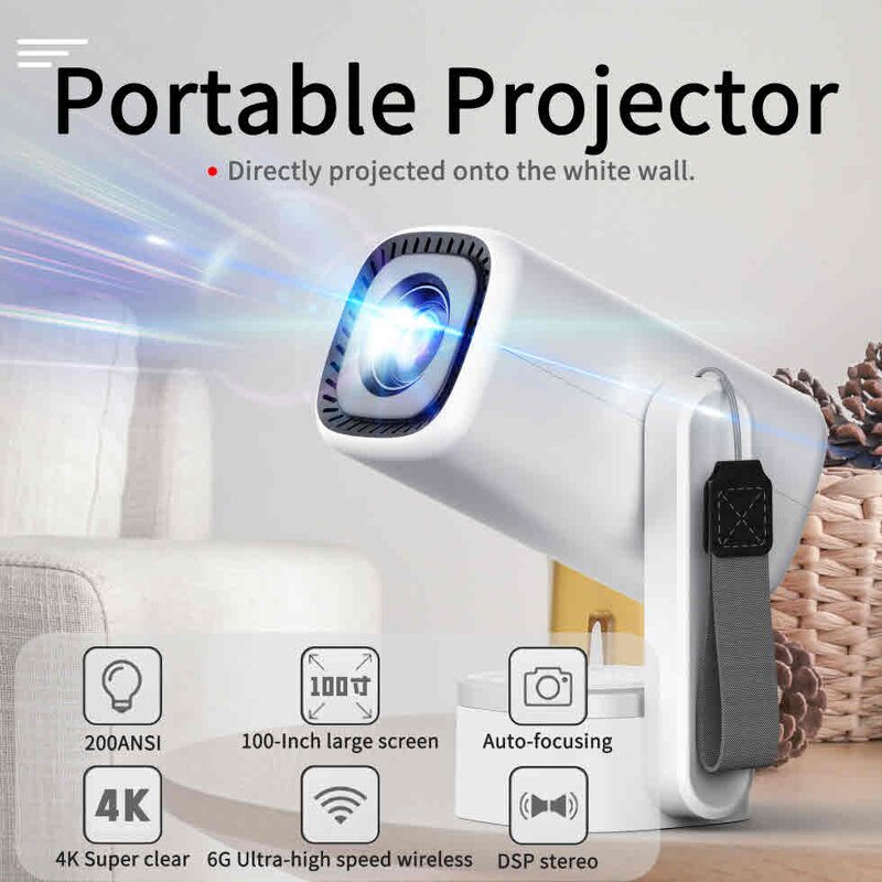 Portable Mini Projector Factory - OEM P36 4K with Built-in Speakers WiFi 6 Android Auto Focus