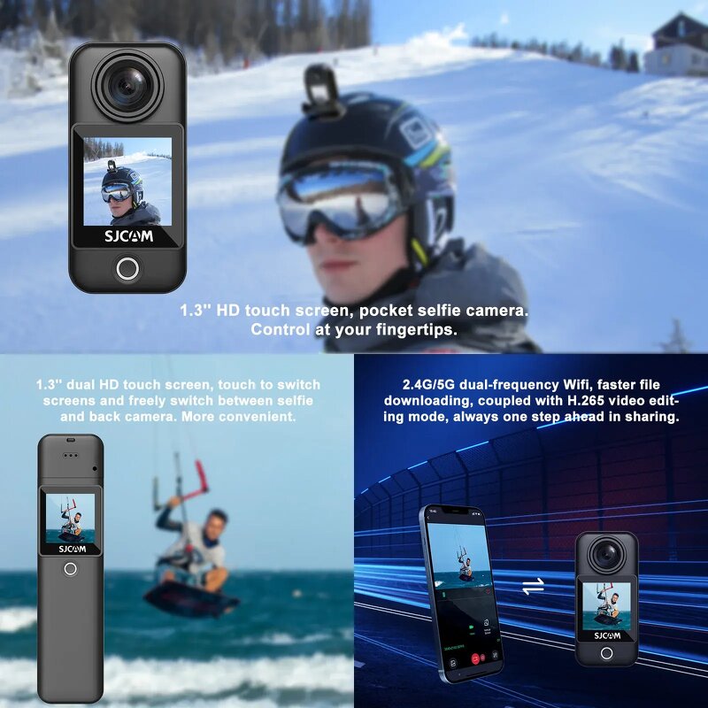 Pocket Action Camera Supplier - OEM Long Battery Life 30M Waterproof 5G WiFi CMOS for C300 4K