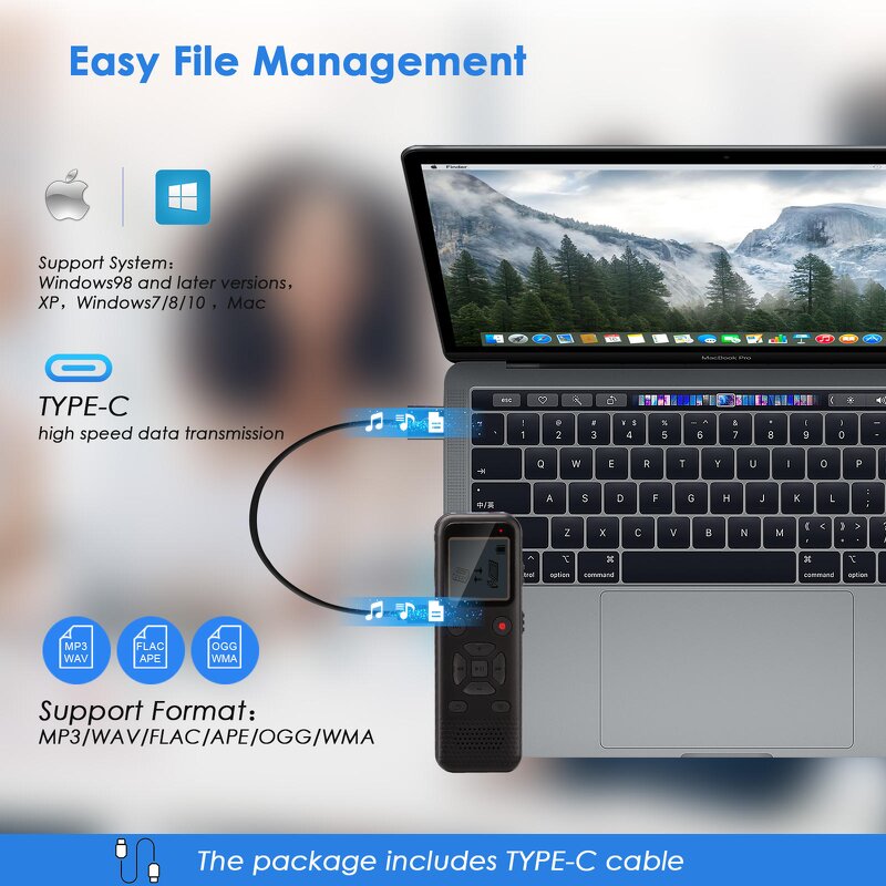Portable Digital Recorder Supplier - OEM with Noise Reduction AAA Battery MP3 Music Playback Format