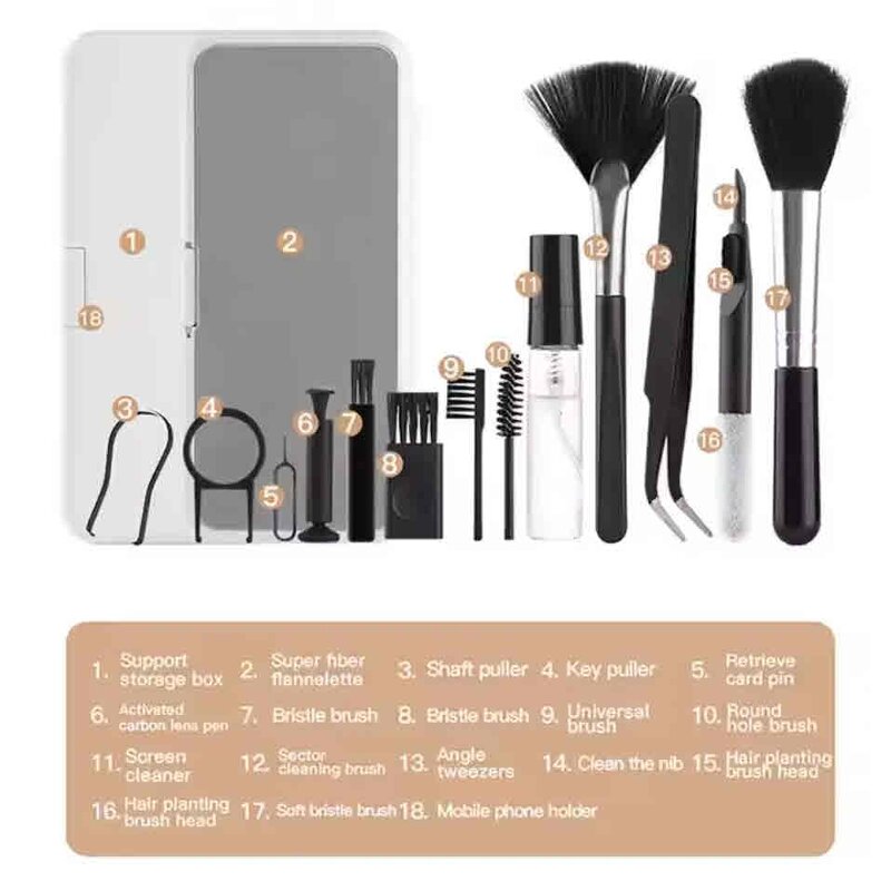 Cleaner Tool Kit Manufacturer - OEM 18 in 1 Laptop Keyboard Computer Dust Removal Soft Brush Screen
