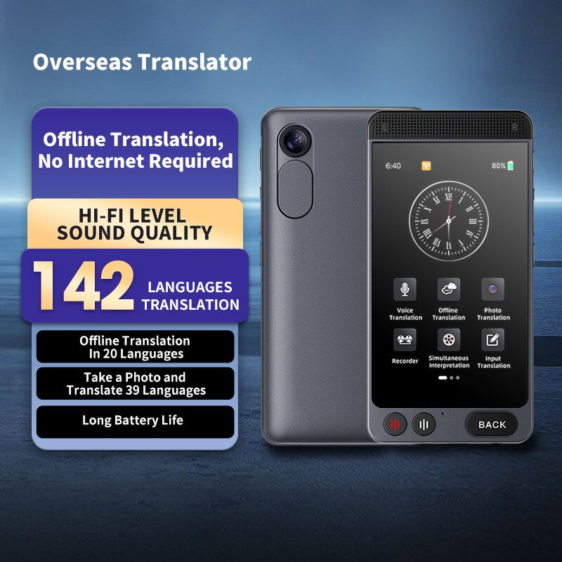 AI Language Translator Manufacturer - OEM D21 Real-Time 142 Languages 4.0inch Color Android OS 5G Smart Record