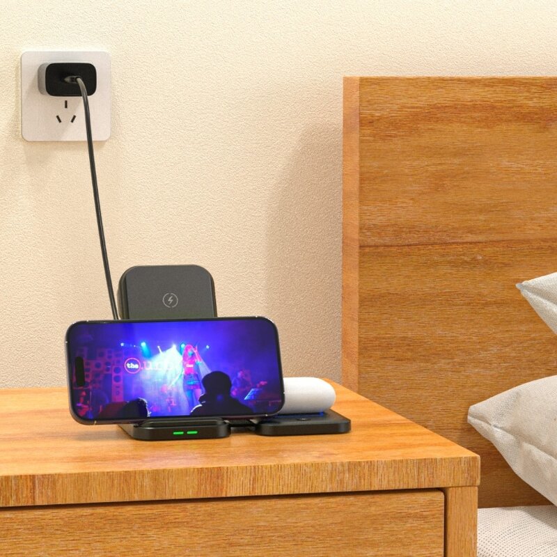 Wireless Charging Stand Supplier - OEM 2024 New Desktop 3-in-1 Foldable Magnetic 15 Watt Fast