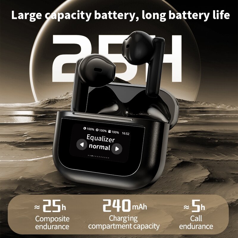 TWS Earbuds Supplier - OEM YX28 Mini Sports Digital Display ANC Full Color Touch Screen