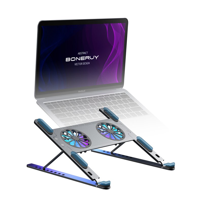 Adjustable Laptop Stand Factory - OEM with Cooling Fan Pad for Netbook and Tablet Durable Base