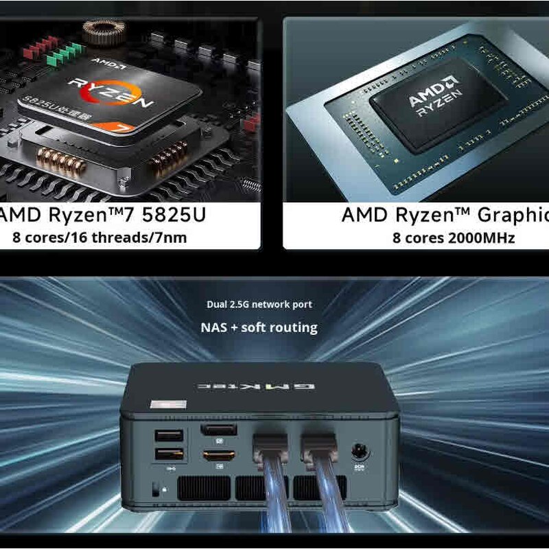 Mini Desktop PC Factory - OEM M5plus for Gaming DIY Computer Quad Core 8GB DDR4 GDDR4 Video AMD SSD