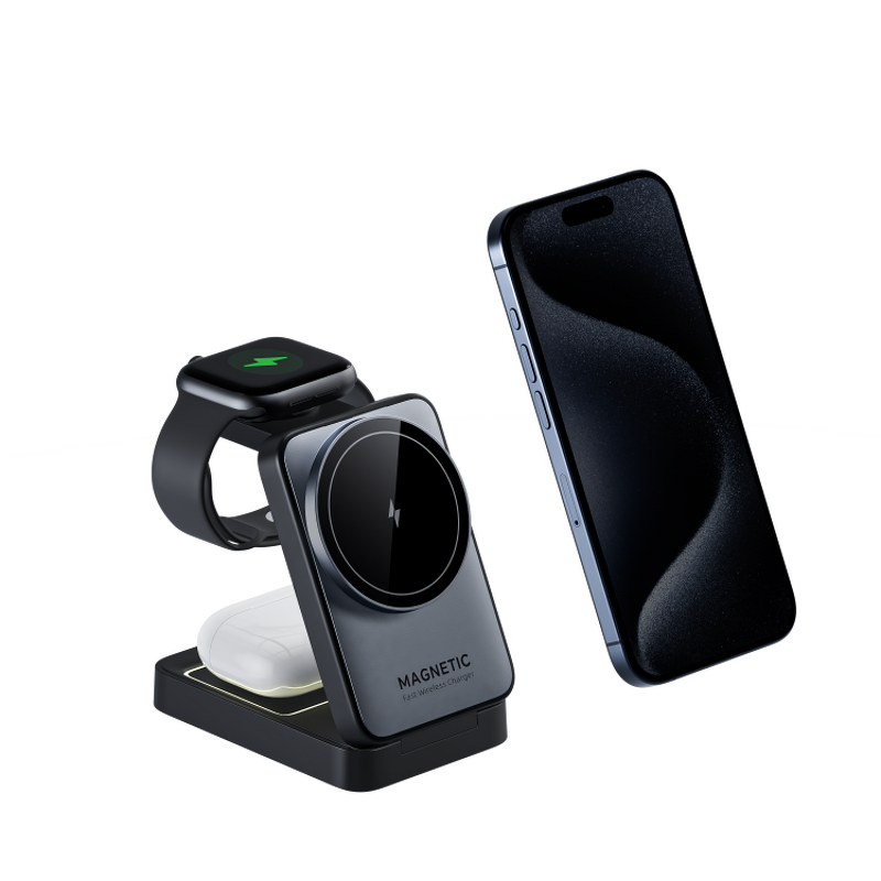 Foldable Wireless Charger Factory - OEM 2024 New 15W 3-in-1 Phone Stand Fast PD QC3.0 Portable