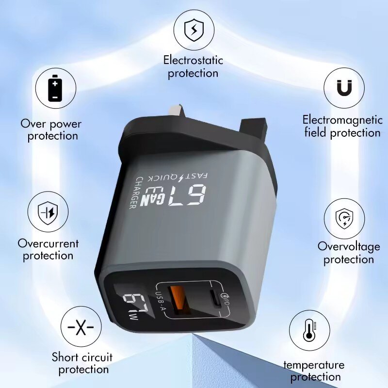 Mini GaN Fast Charger Supplier - OEM 67W for Android iPhone Phone Computer Laptop-OCP Protection
