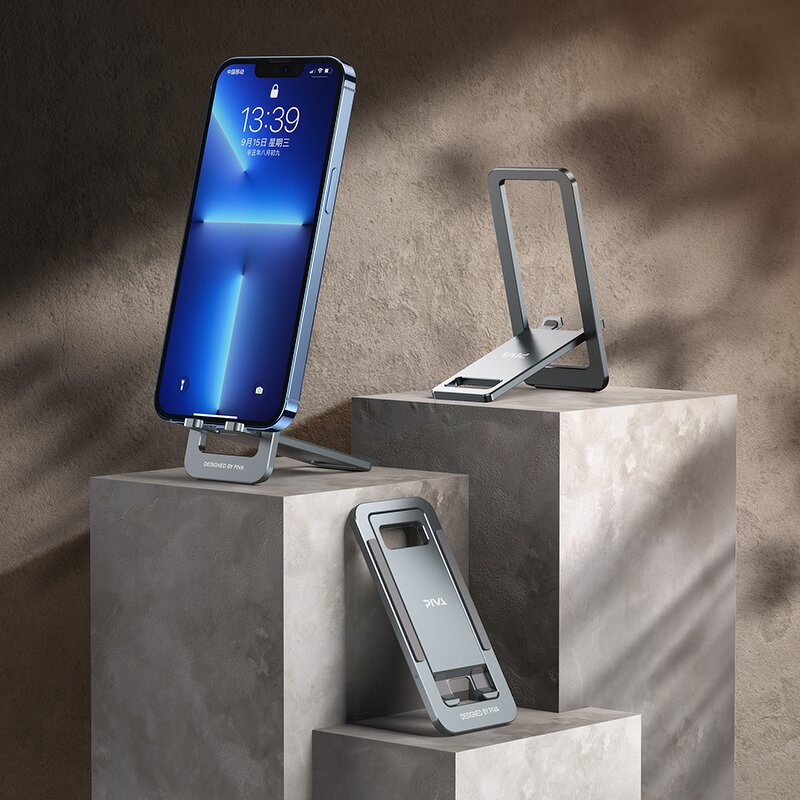 Aluminum Cell Phone Stand Manufacturer - OEM 2024 Alloy Slim Mini Desktop Portable Foldable Adjustable