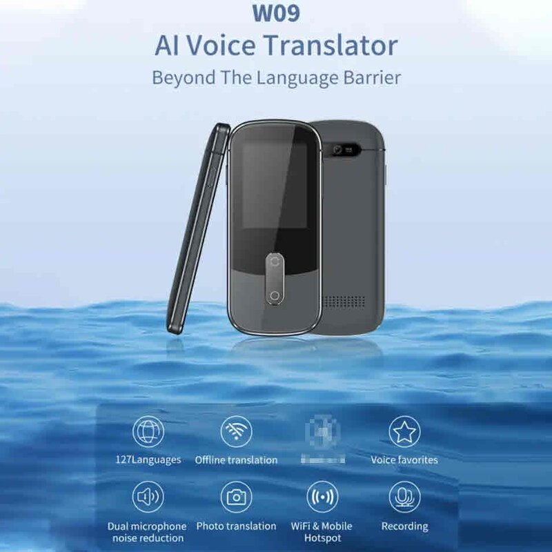 AI Voice Translator Factory - OEM W9 Intelligent IPS Screen Touch Control Instant Voice Broadcast