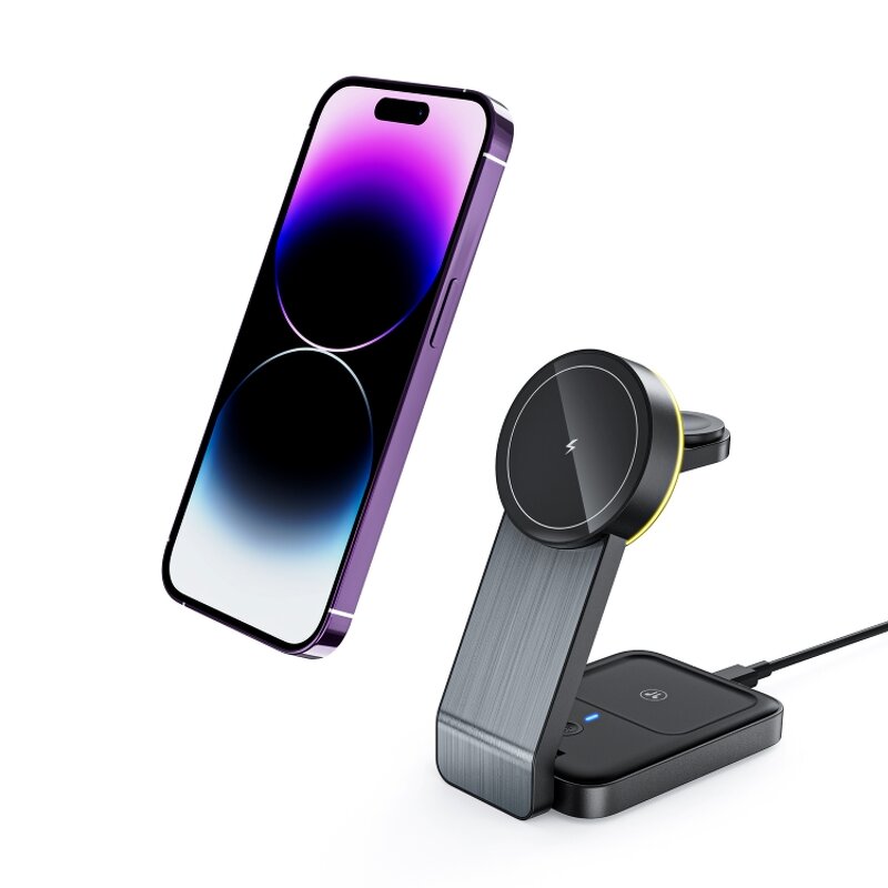 Wireless Charging Station Manufacturer - OEM 2024 New Desktop 3-in-1 Foldable Magnetic 15 Watt
