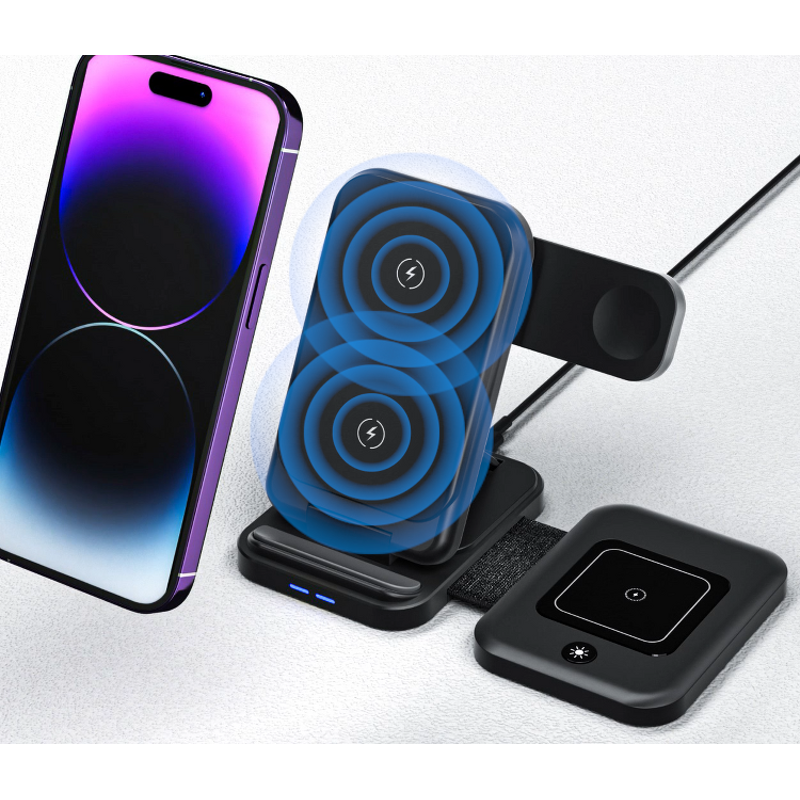 Wireless Charging Stand Supplier - OEM 2024 New Desktop 3-in-1 Foldable Magnetic 15 Watt Fast