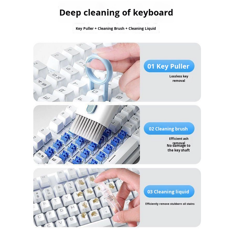 Multifunctional PVC Cleaning Kit Supplier - OEM 7-in-1 Hand Design for Airpods Pro Screen Laptop Phone
