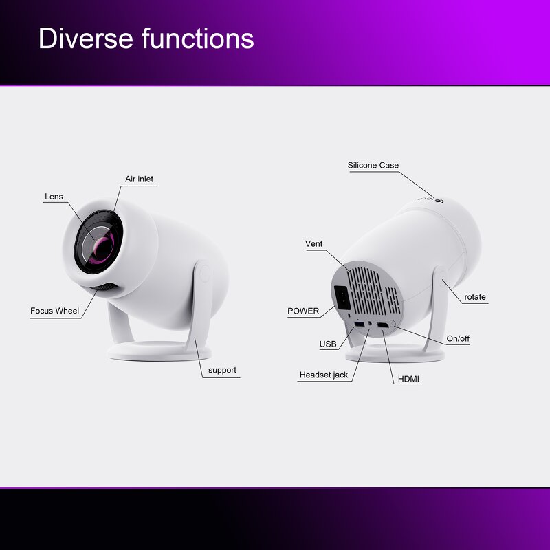 Smart Portable Projector Factory - OEM 2024 Y400 Android 12.0 with 300 ANSI System HD 4K Wifi6