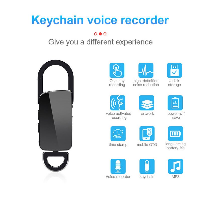 Portable Audio Recorder Pen Supplier - OEM Hidden Keychain Voice Activated Continuous Recording WAV Metal USB