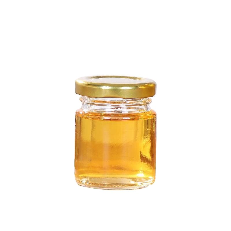 Honey Glass Jar Manufacturer - Wide Mouth Round Mini 35 Ml Golden Caps