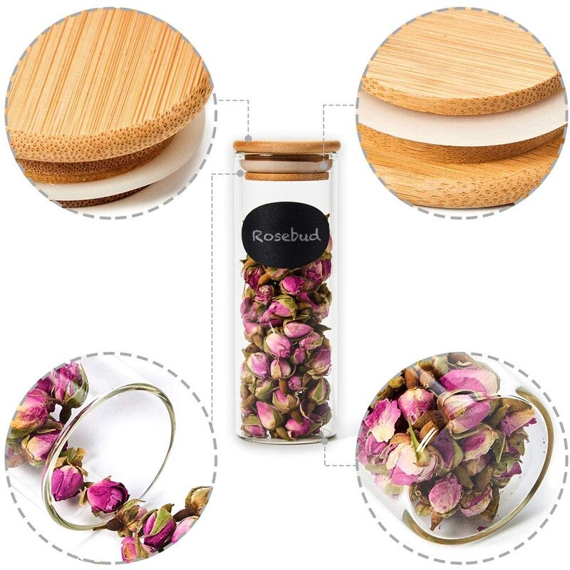 Candy Storage Glass Jar Supplier - Food Grade Airtight Bamboo Lid Clear