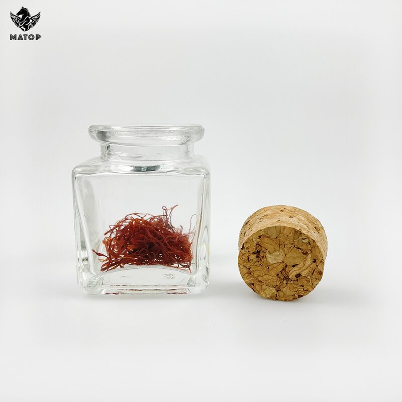 Clear Glass Spice Jars Factory - Best Selling Square Saffron Jars