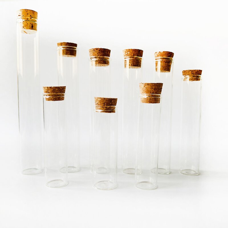 Square Glass Bottle Supplier - Clear 5ml-100ml Round Storage Jars Cork