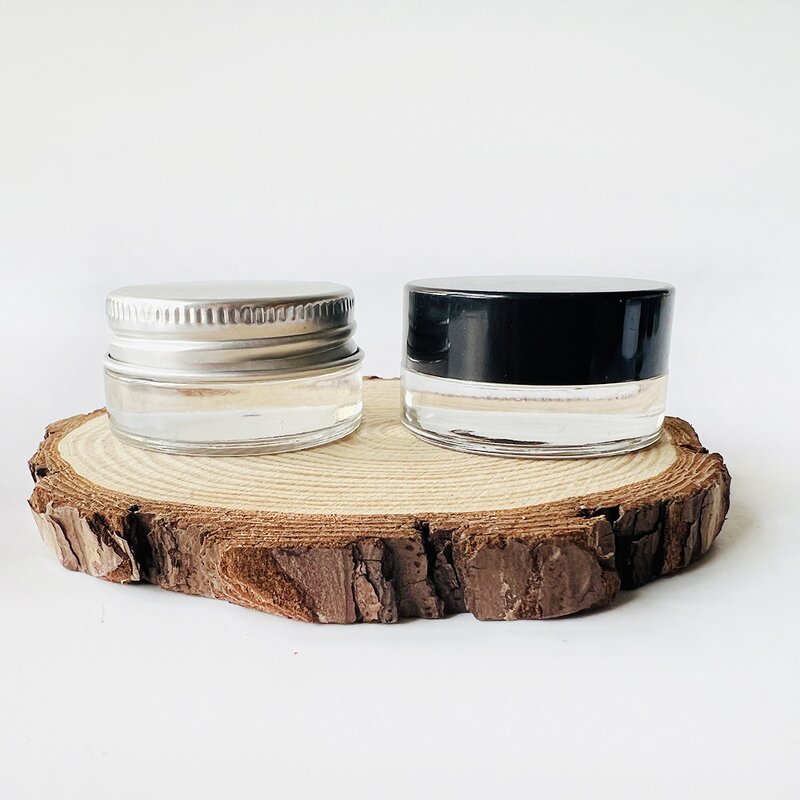 Low Profile Glass Containers Manufacturer - Thick with Silver Metal Lids