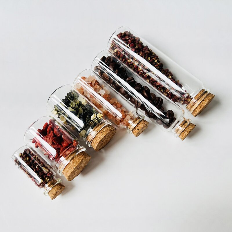 Square Glass Bottle Supplier - Clear 5ml-100ml Round Storage Jars Cork