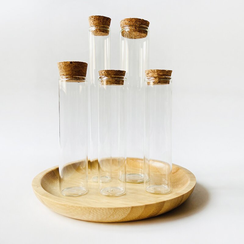 Clear Glass Tube Supplier - Matop Packaging with Cork and Wooden Rack