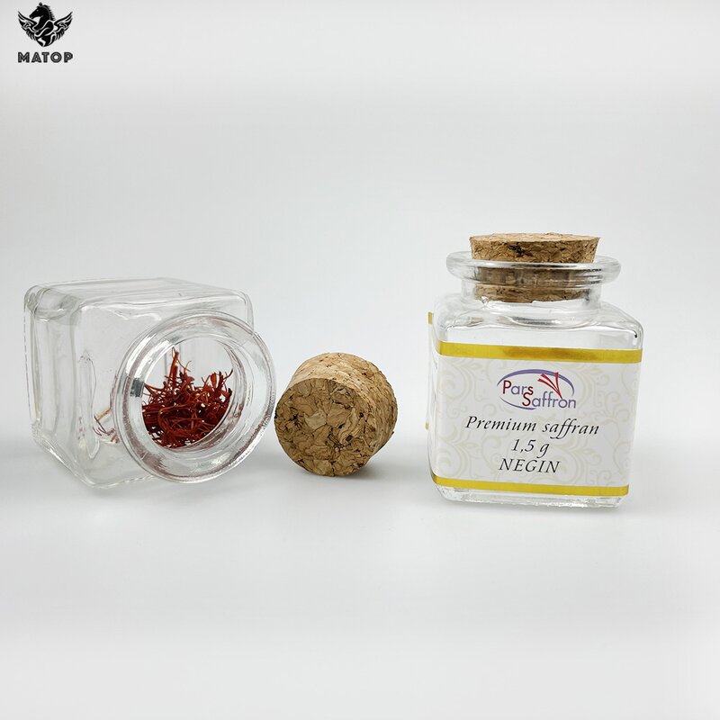 Clear Glass Spice Jars Factory - Best Selling Square Saffron Jars